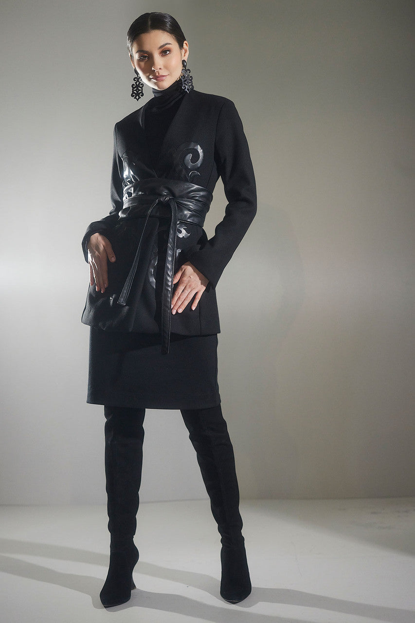 Natori Buy Felt Embroidered Collarless Jacket in Black Online