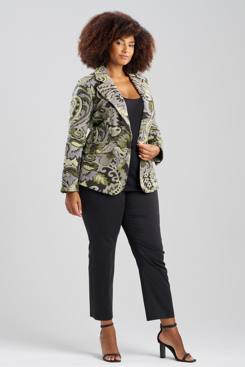 Natori Buy Shinrin Paisley Jacquard Notch Lapel Blazer in Sage Online