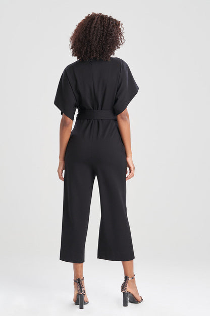 Natori Buy Light Weight Ponte Kimono V-Neck Jumpsuit in Black Online