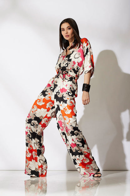 Natori Buy Cressida Printed Silk Twill Jumpsuit in Multi Combo Online