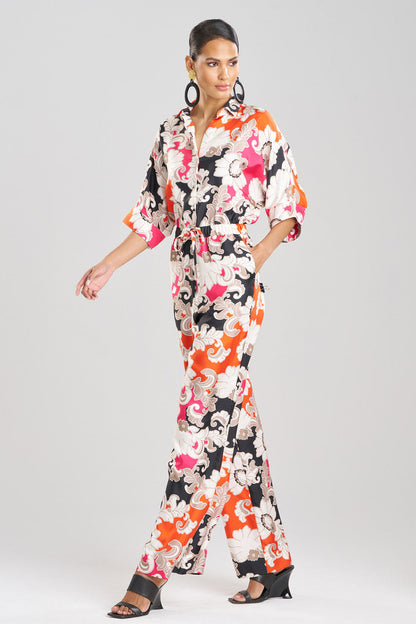 Natori Buy Cressida Printed Silk Twill Jumpsuit in Multi Combo Online