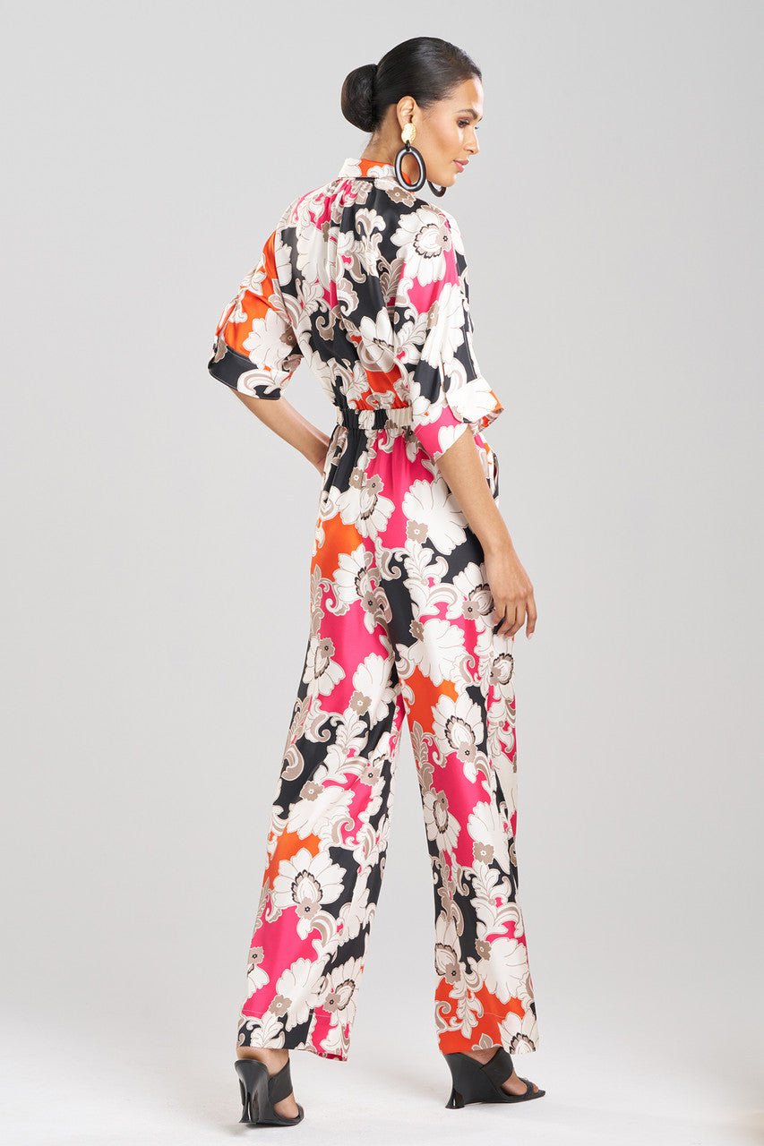 Natori Buy Cressida Printed Silk Twill Jumpsuit in Multi Combo Online