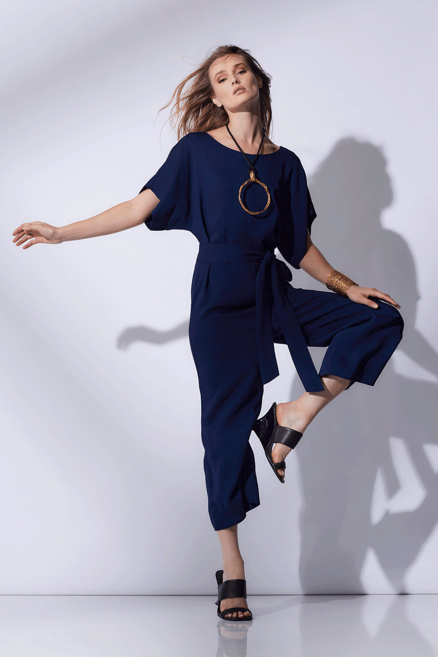 Natori Buy Stretch Crepe Jumpsuit in Midnight Navy Online