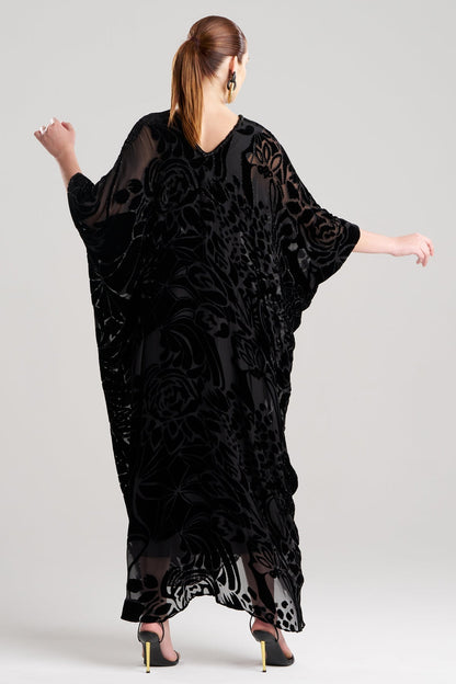 Natori Nouveau Velvet Embellished Silk Caftan