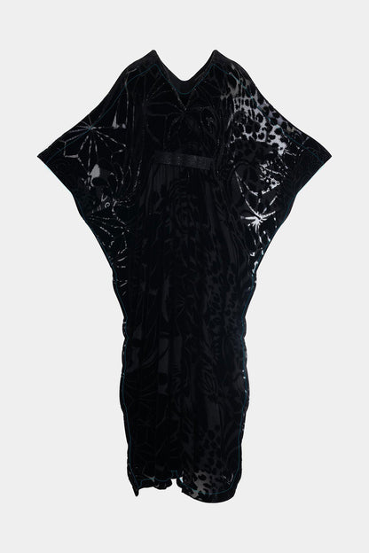 Natori Nouveau Velvet Embellished Silk Caftan