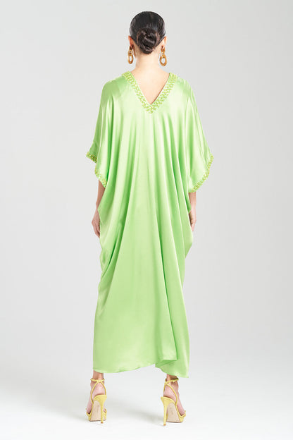Natori Buy Key Essentials Embellished Cocoon Silk Caftan in Limon Online