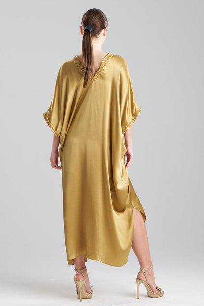 Natori Key Essentials Embellished Cocoon Silk Caftan