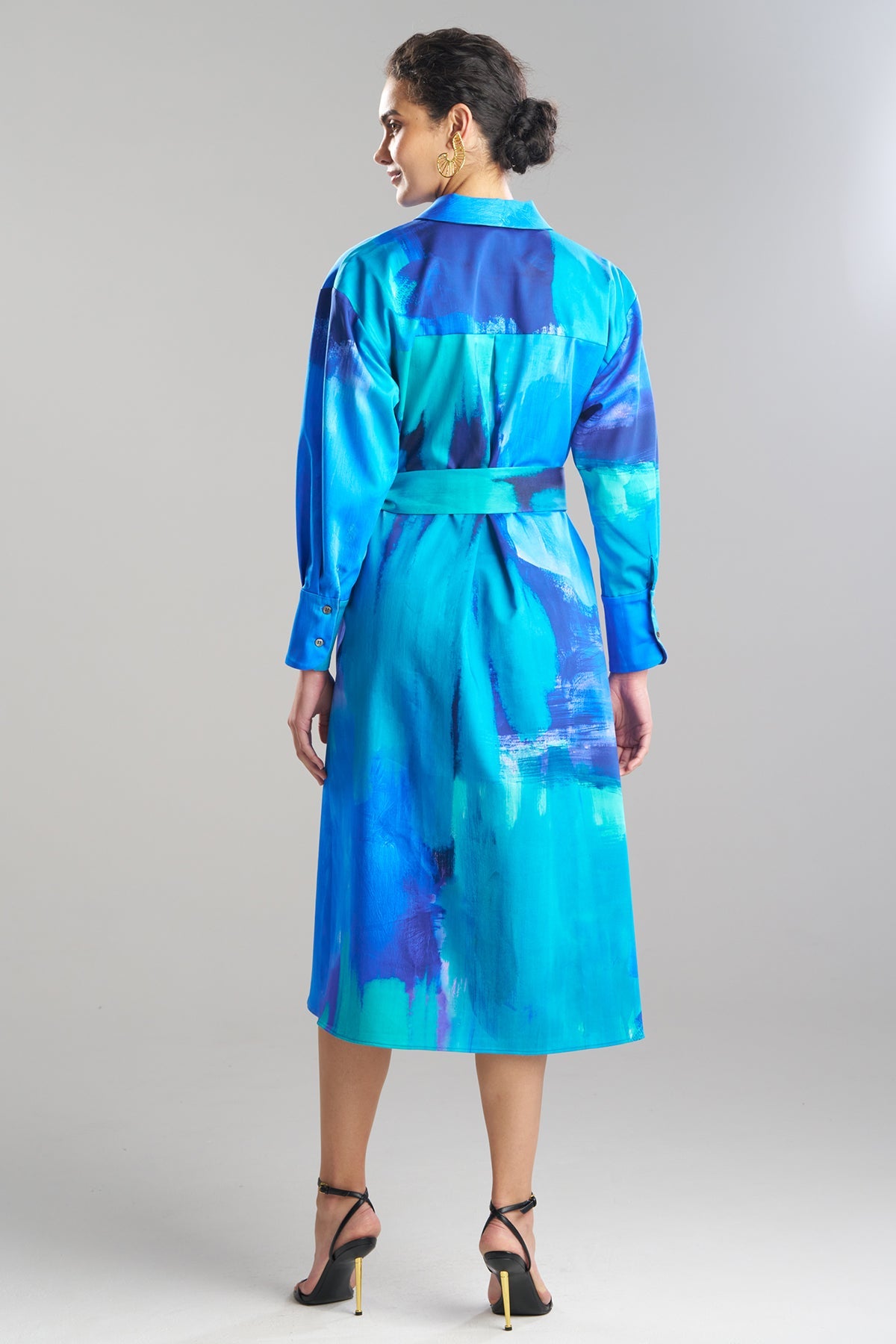 Natori Brushstroke Cotton Chino Oversized Shirtdress