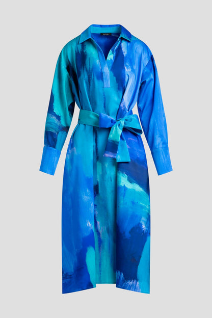 Natori Brushstroke Cotton Chino Oversized Shirtdress