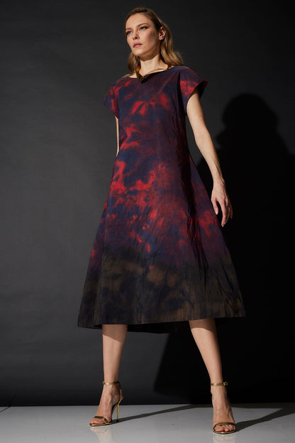 Natori Niji Tie Dye Taffeta Trapeze Dress