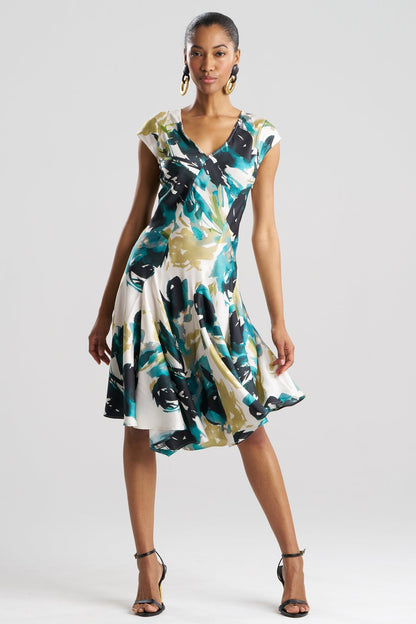 Natori Mira Silk Twill Asymmetric Dress