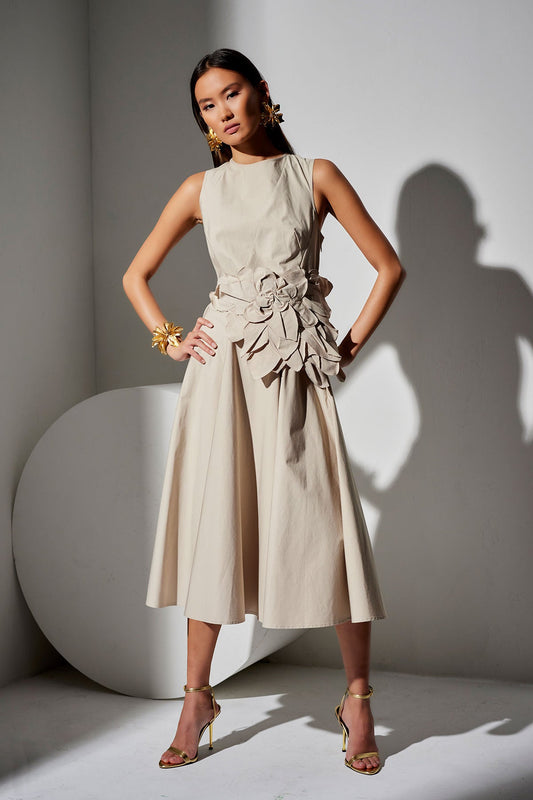 Natori Tech Cotton Taffeta Asymmetrical Seam Dress