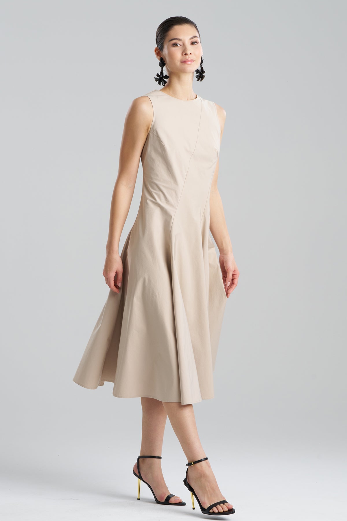 Natori Tech Cotton Taffeta Asymmetrical Seam Dress
