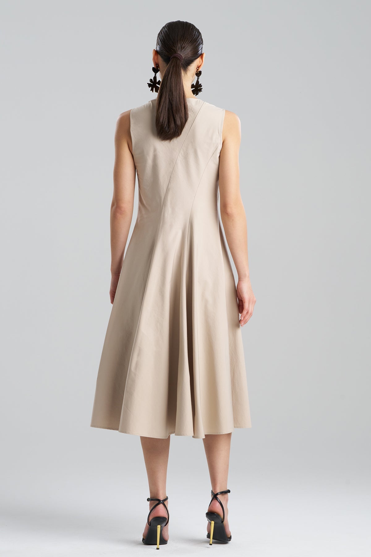 Natori Tech Cotton Taffeta Asymmetrical Seam Dress