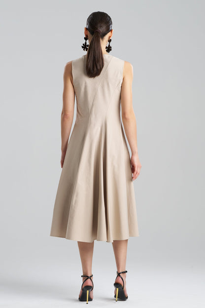 Natori Tech Cotton Taffeta Asymmetrical Seam Dress