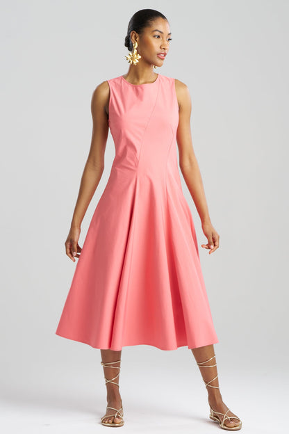 Natori Tech Cotton Taffeta Asymmetrical Seam Dress
