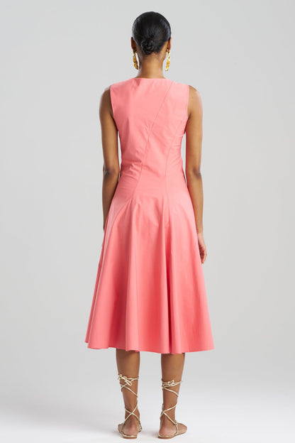 Natori Tech Cotton Taffeta Asymmetrical Seam Dress
