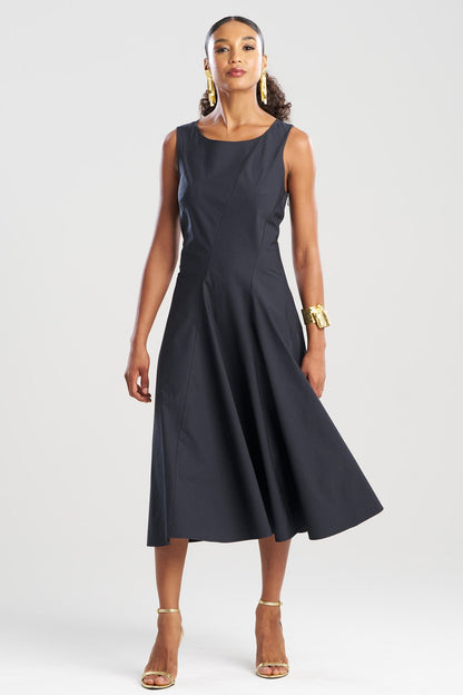 Natori Tech Cotton Taffeta Asymmetrical Seam Dress