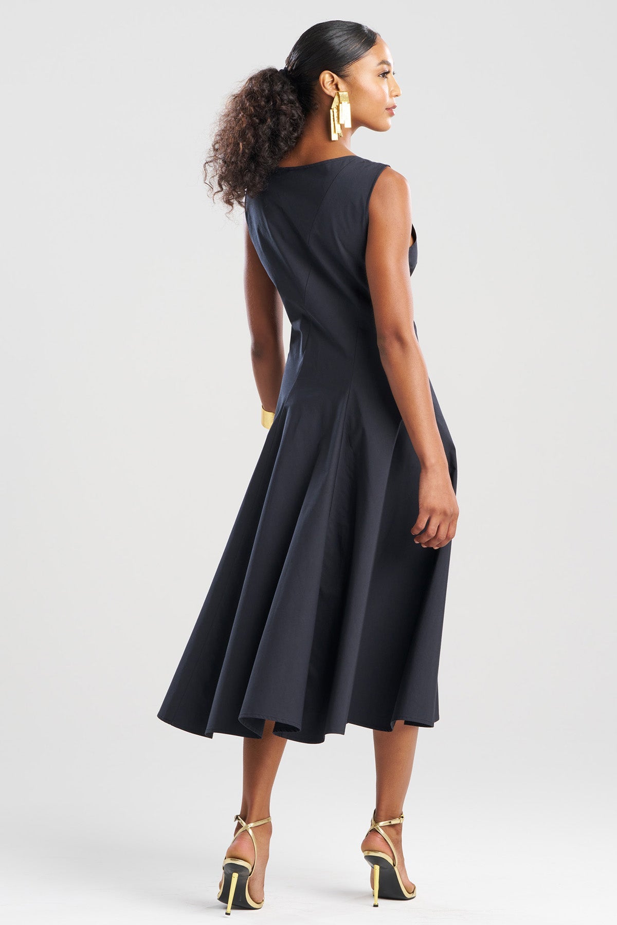 Natori Tech Cotton Taffeta Asymmetrical Seam Dress