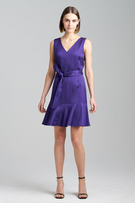Natori Buy Scroll Jacquard Ruffle Dress in Deep Purple Online