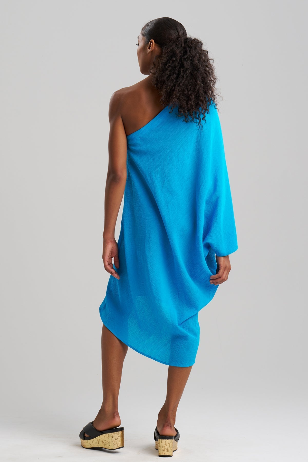 Natori Cotton Gauze Applique One Shoulder Dress