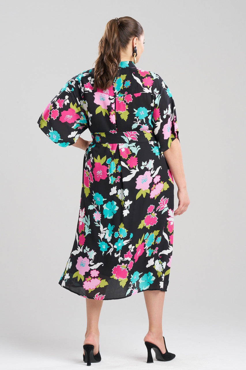 Natori Buy Tangier Printed Silk Georgette Shirtdress in Black Multi Online