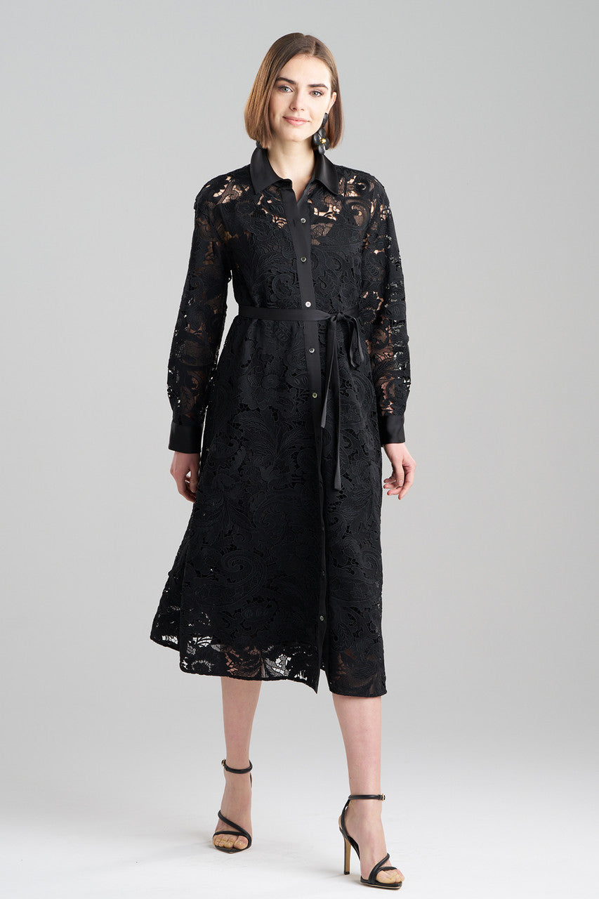 Natori Buy Shinrin Lace Trapeze Shirtdress in Black Online