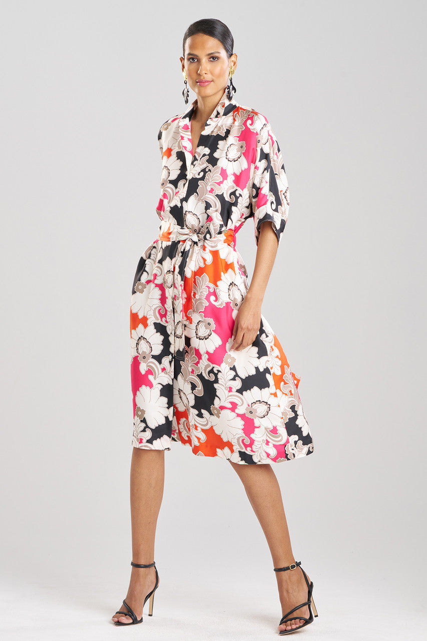 Natori Buy Cressida Printed Silk Twill Belted Shirtdress in Multi Combo Online