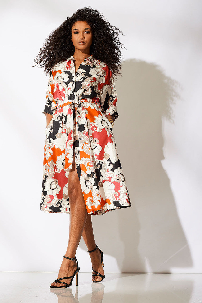 Natori Buy Cressida Printed Silk Twill Belted Shirtdress in Multi Combo Online