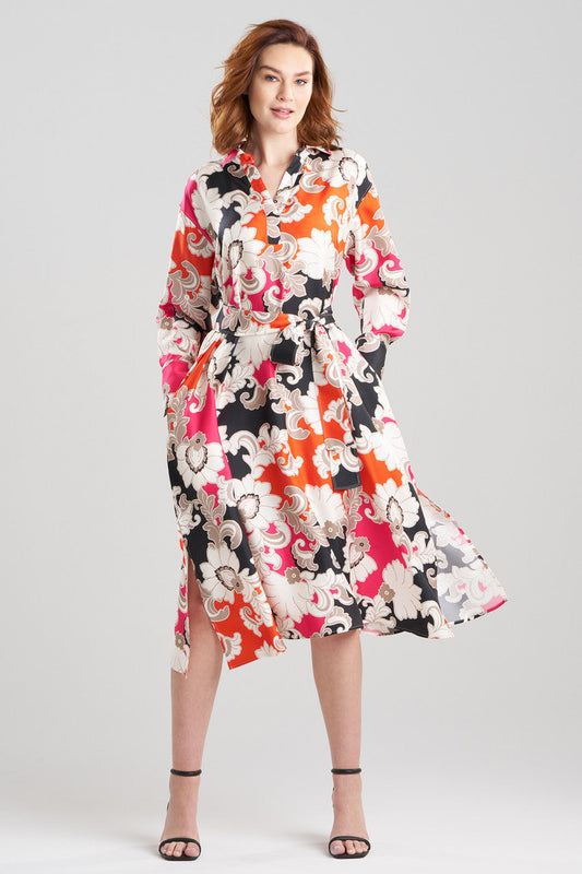 Natori Buy Cressida Printed Silk Twill Oversized Shirtdress in Multi Combo Online