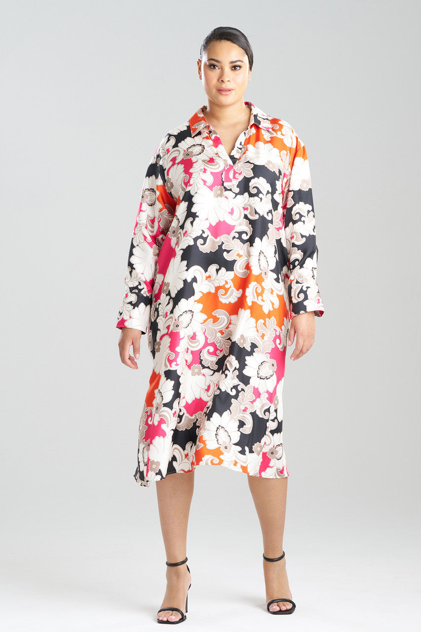 Natori Buy Cressida Printed Silk Twill Oversized Shirtdress in Multi Combo Online