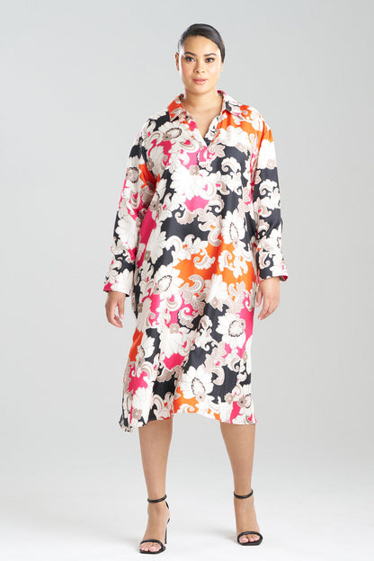 Natori Buy Cressida Printed Silk Twill Oversized Shirtdress in Multi Combo Online