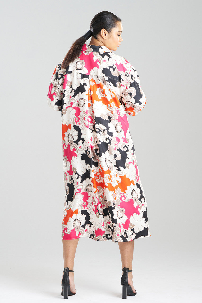 Natori Buy Cressida Printed Silk Twill Oversized Shirtdress in Multi Combo Online
