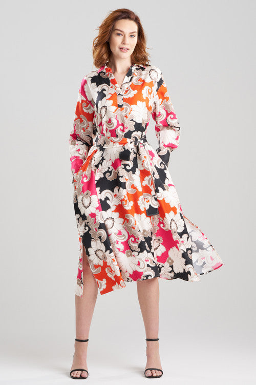 Natori Buy Cressida Printed Silk Twill Oversized Shirtdress in Multi Combo Online