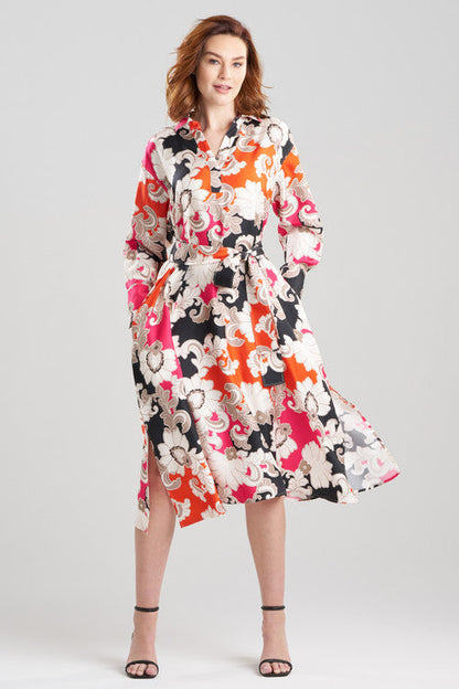 Natori Buy Cressida Printed Silk Twill Oversized Shirtdress in Multi Combo Online