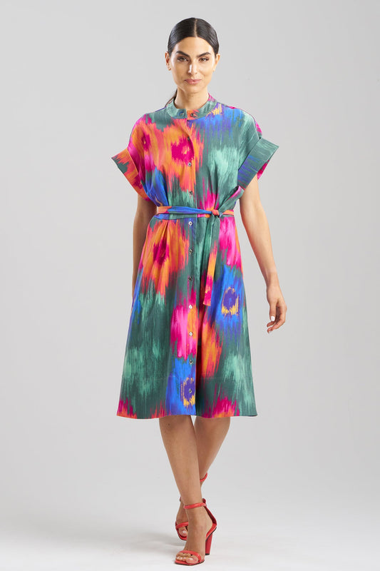 Natori Multi Floral Mandarin Shirtdress