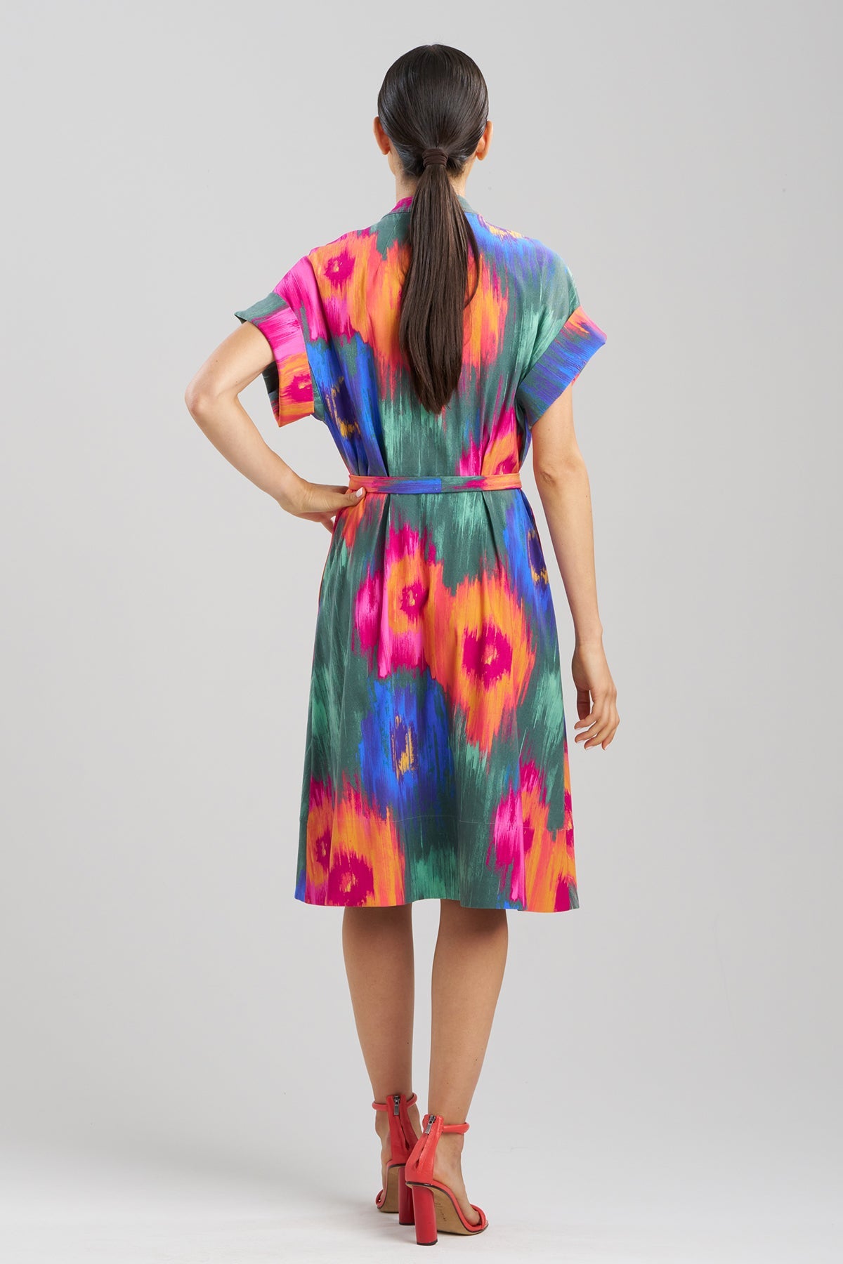 Natori Multi Floral Mandarin Shirtdress