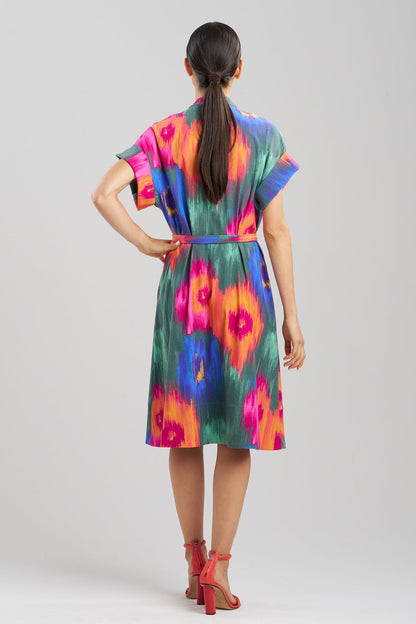 Natori Multi Floral Mandarin Shirtdress