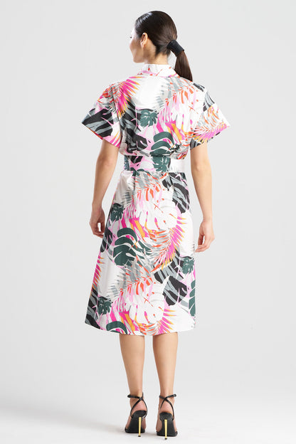 Natori Palms Cotton Poplin Shirtdress