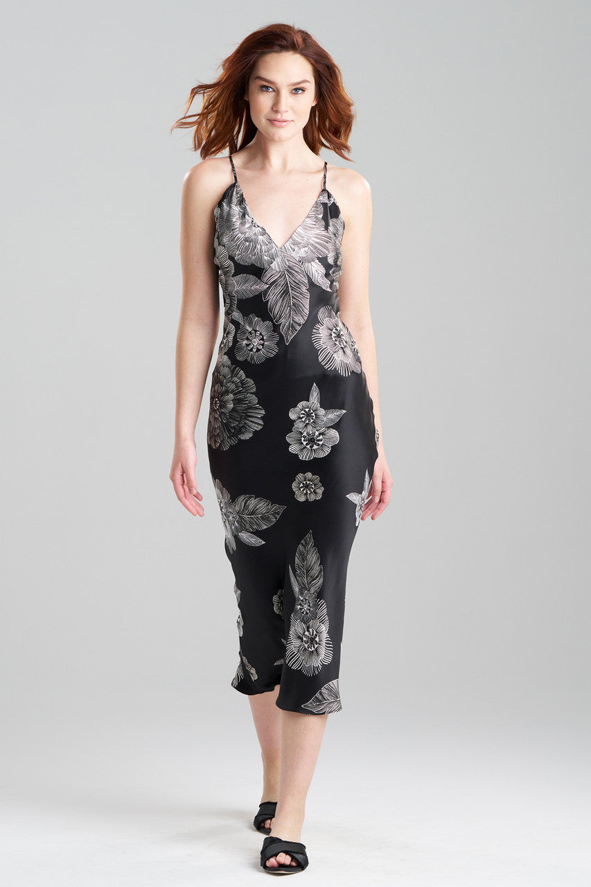 Natori Buy Miyoshi Open Back Silk Slip in Black/White Online