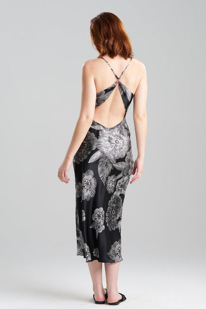 Natori Buy Miyoshi Open Back Silk Slip in Black/White Online