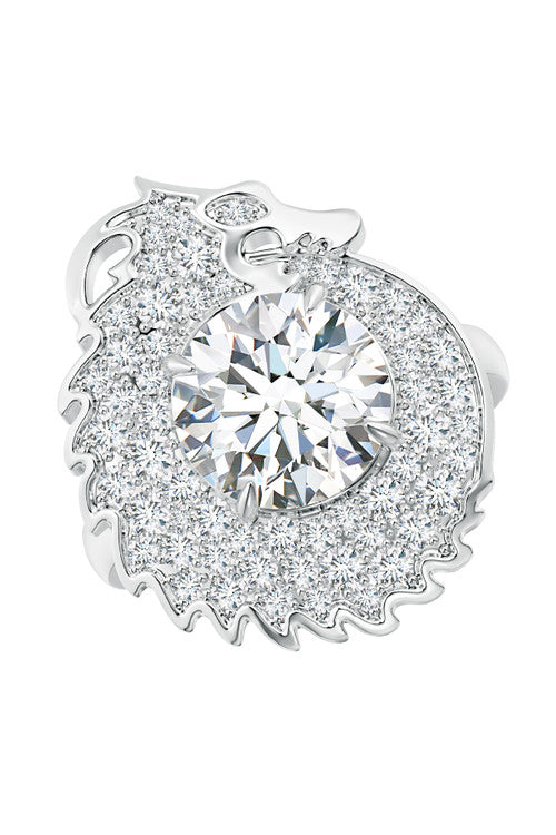 Natori Buy Dragon Lab-Grown 14K Gold Round Diamond Ring in 14K White Gold Online