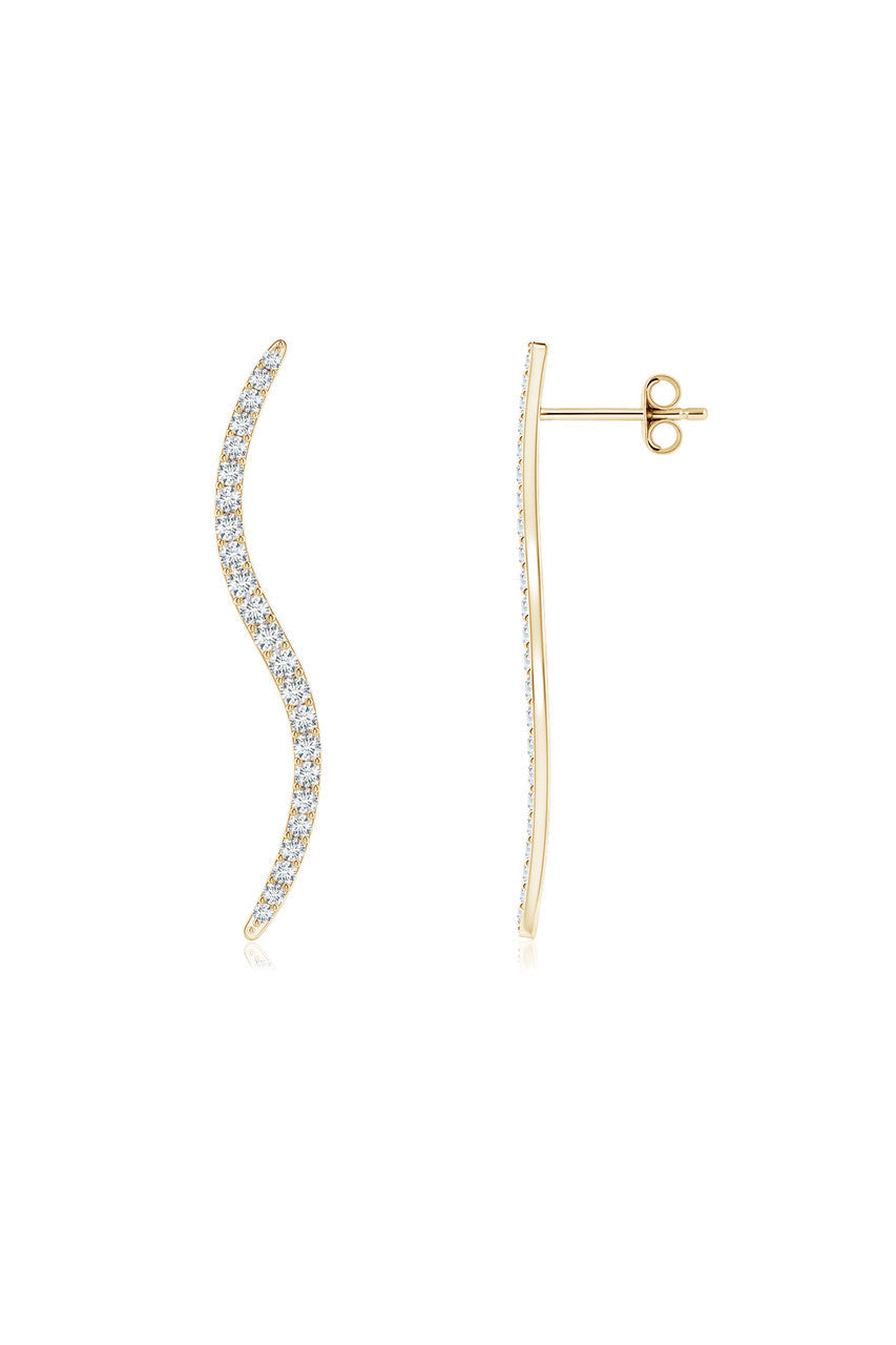 Natori Buy Shangri-La Brushstroke 14k Gold and Diamond Medium Stud Earrings in 14K Yellow Gold Online