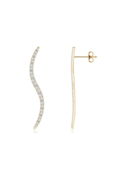 Natori Buy Shangri-La Brushstroke 14k Gold and Diamond Medium Stud Earrings in 14K Yellow Gold Online