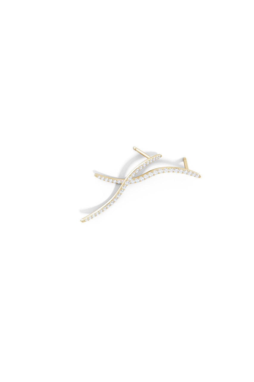 Natori Buy Shangri-La Brushstroke 14k Gold and Diamond Medium Stud Earrings in 14K Yellow Gold Online