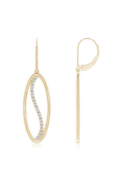 Natori Buy Shangri-La Elliptical Yin-Yang 14K Gold and Diamond Medium Leverback Earrings in 14K Yellow Gold Online