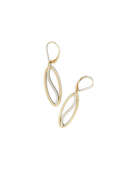 Natori Buy Shangri-La Elliptical Yin-Yang 14K Gold and Diamond Medium Leverback Earrings in 14K Yellow Gold Online
