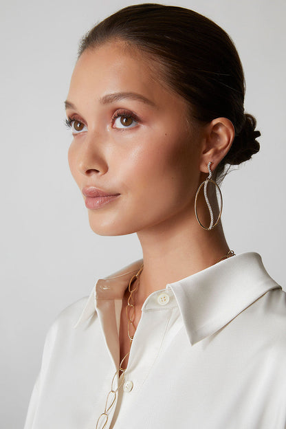 Natori Buy Shangri-La Elliptical Yin-Yang 14K Gold and Diamond Dangle Earrings in 14K Yellow Gold Online