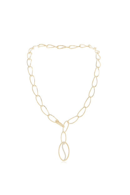 Natori Buy Shangri-La Elliptical Yin-Yang 14K Gold and Diamond Y Necklace in 14K Yellow Gold Online