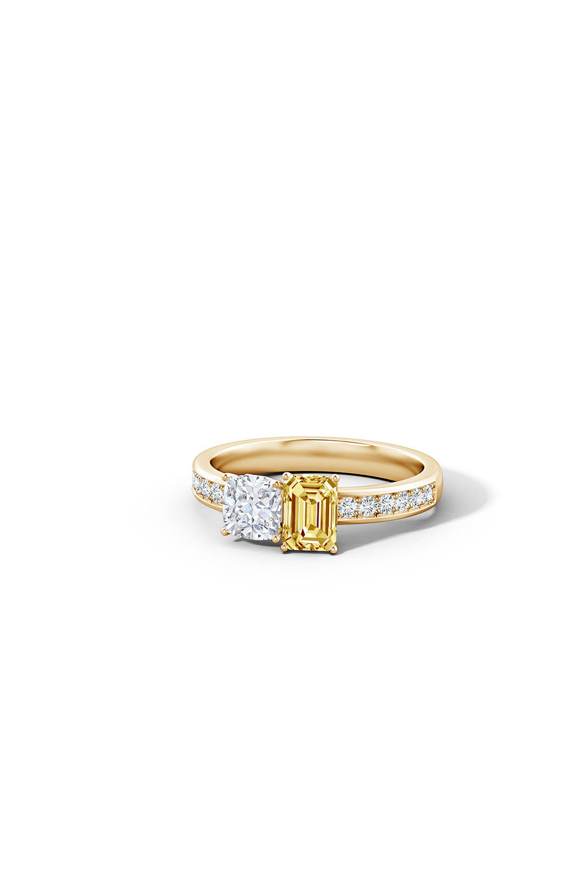 Natori Buy Orient Express Lab-Grown 14K Gold with White & Yellow Diamond Two Stone Ring in 14K Yellow Gold Online